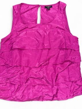 Ann Taylor Hot Pink Layered Ruffle Sleeveless Blouse